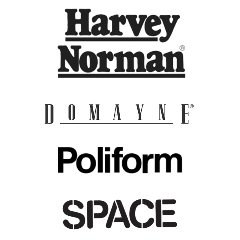 Harvey Norman Domayne Poliform Space Logos